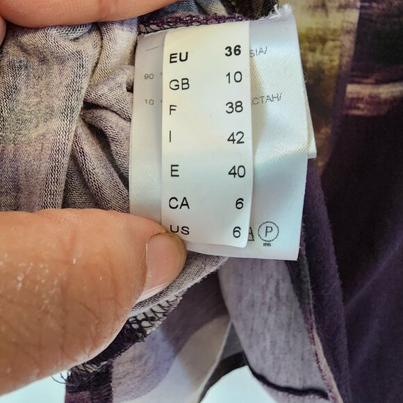 Q’Neel Women Abstract Printed A-Line Tunic, Plum/Ochre Sz 6 Viscose Blend Casual - Picture 15 of 15